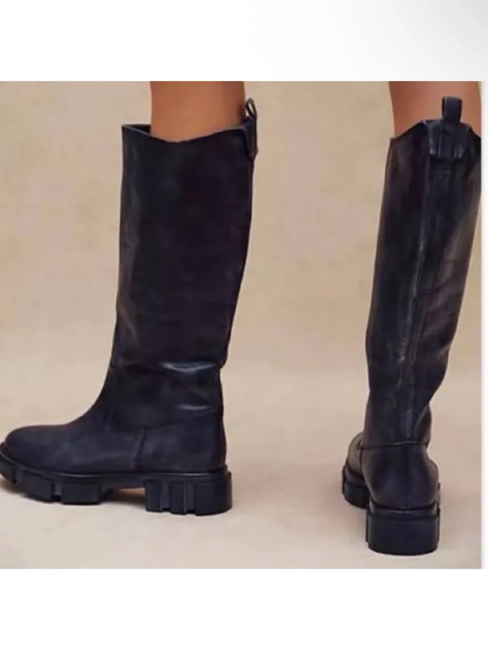 Free People Brooks Black Tall Lug Sole Boots